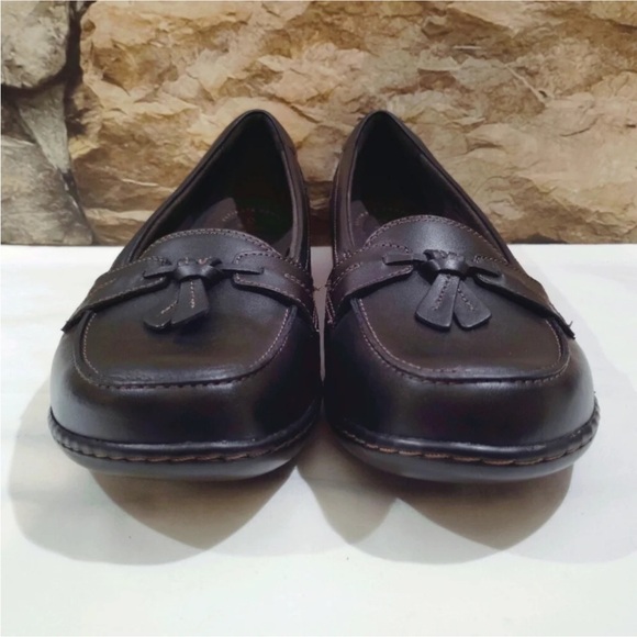 12W Clarks Ashland Bubble Loafer Black Leather Padded Insoles Tassels 12 Wide - Picture 8 of 11